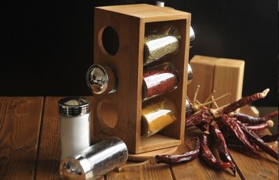 Bambum Tina Rotating Spice Rack With 6 Bottles