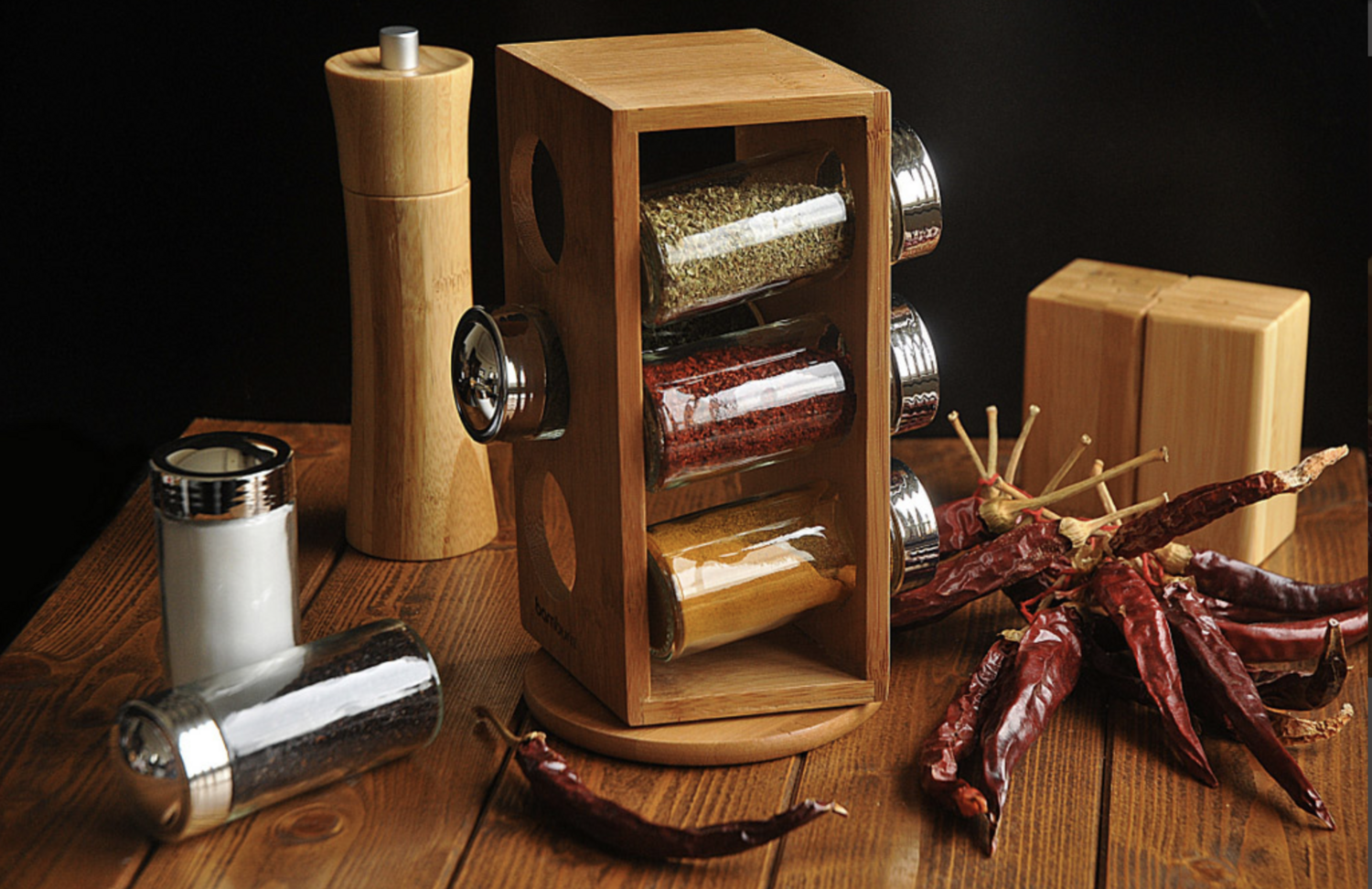 Bambum Tina Rotating Spice Rack With 6 Bottles