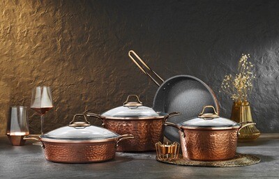 Brioni Copper 7 Pcs Cookwares Set Copper
