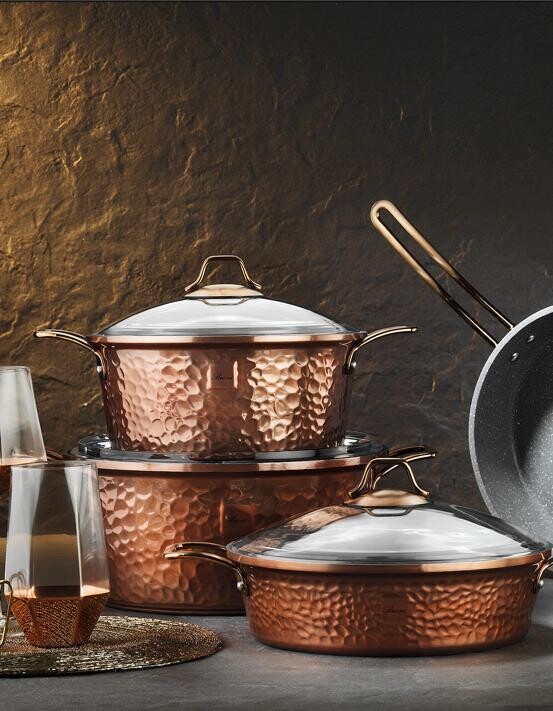Brioni Copper 7 Pcs Cookwares Set Copper