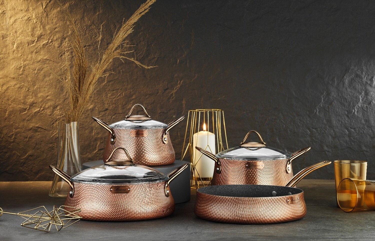 Brioni Elegance 7 Piece Cookware Set Copper