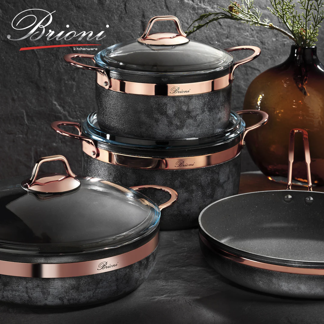 Brioni Royal Stone 7 Delige Pannenset Antraciet Koper