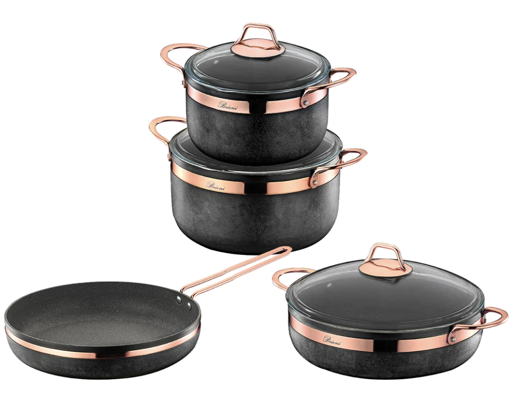 Brioni Royal Stone 7 Delige Pannenset Antraciet Koper