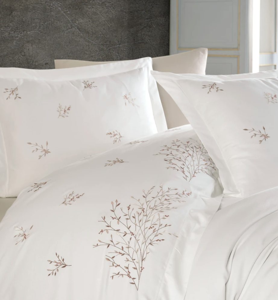 Dantela ASRIN Two-Person Embroideried Coton Sateen Duvet Cover Set Beige