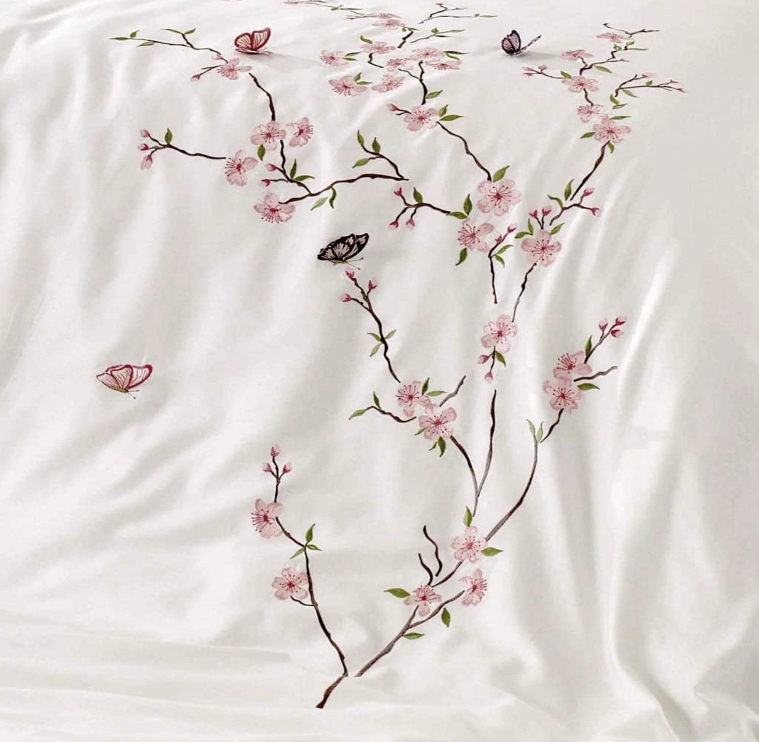 Dantela Butterfly 3D Two-Person Embroideried Coton Sateen Duvet Cover Set Beige