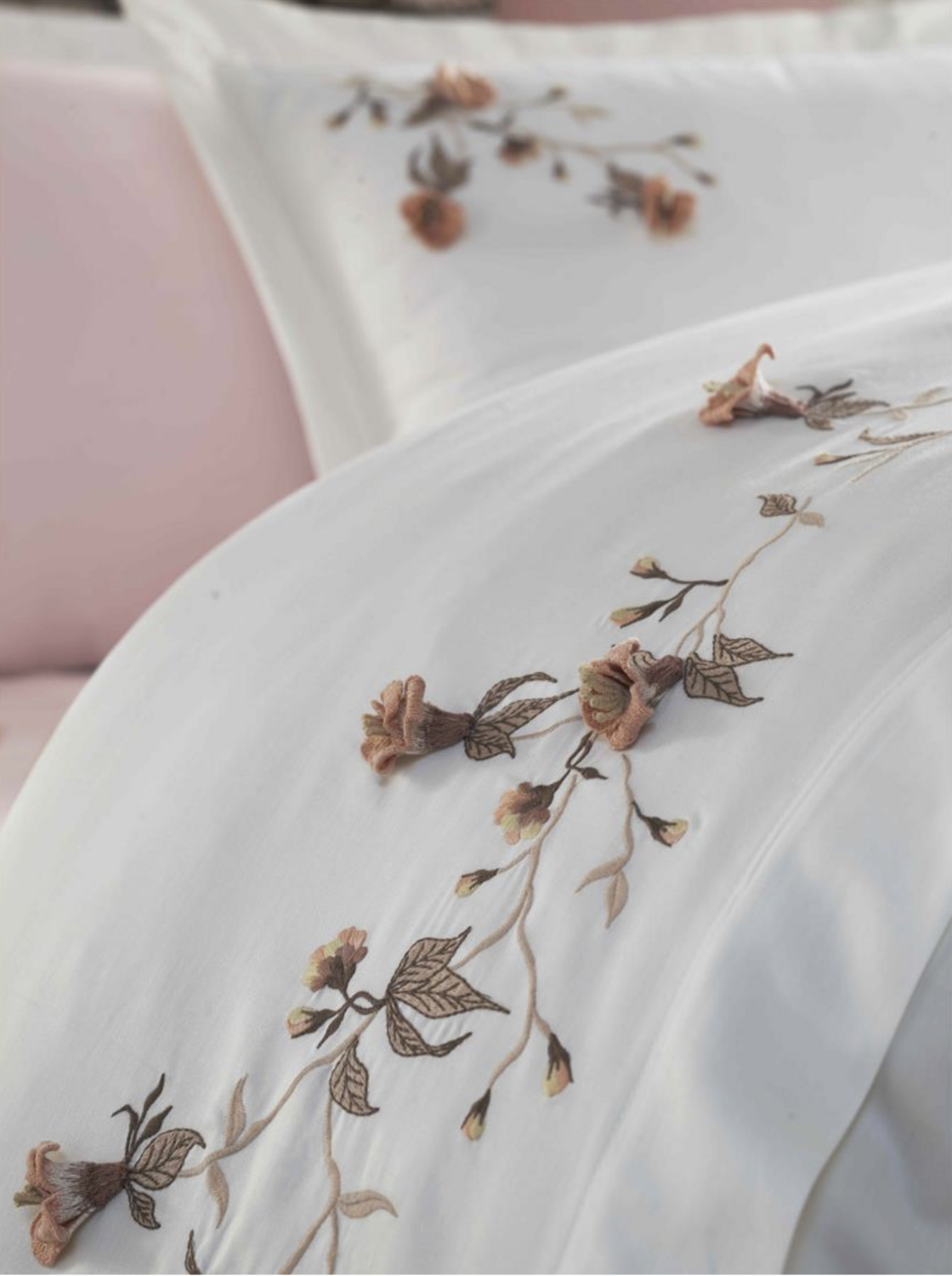 Dantela  Anetta 3D Two-Person Embroideried Coton Sateen Duvet Cover Set