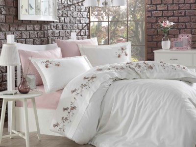 Dantela  Anetta 3D Two-Person Embroideried Coton Sateen Duvet Cover Set