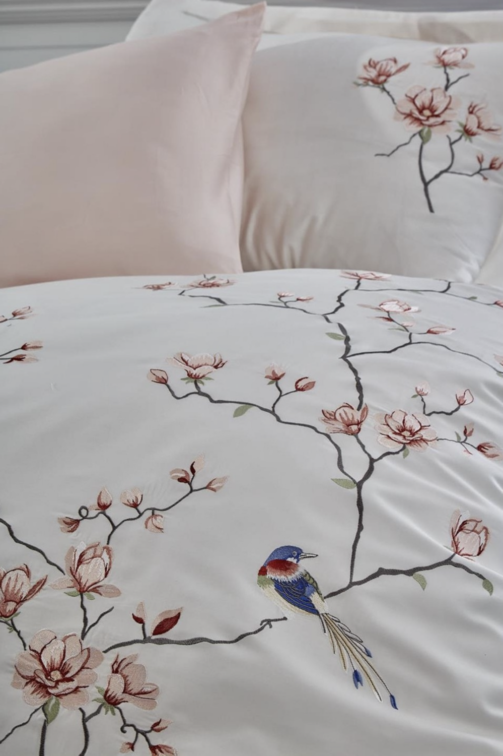 Dantela Hüma Two-Person Embroideried Coton Sateen Duvet Cover Set cream