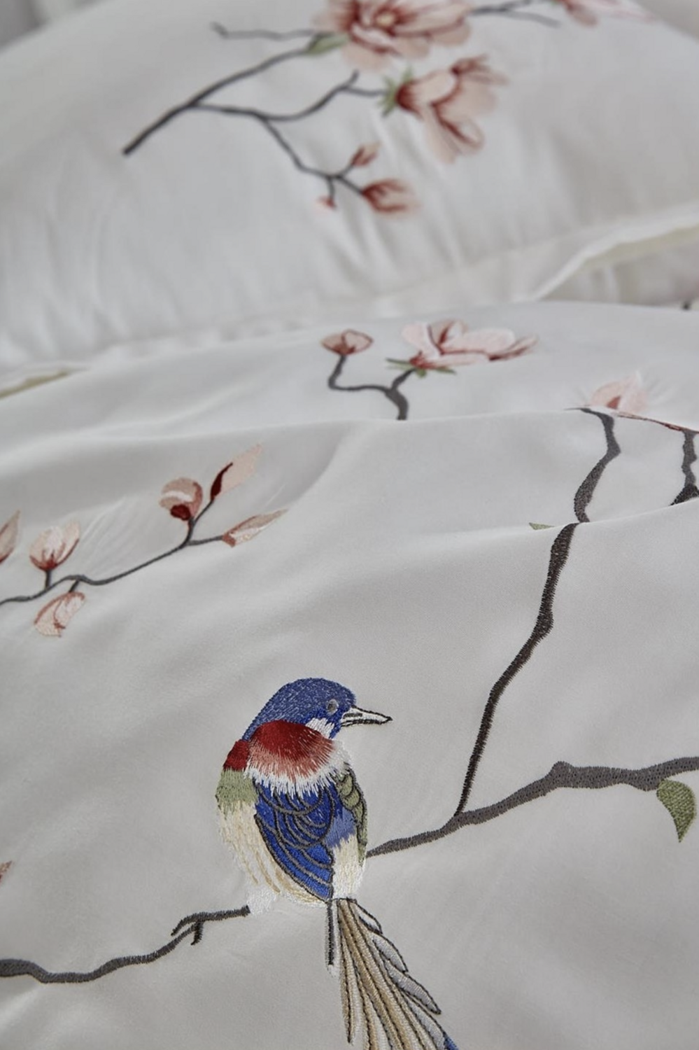Dantela Hüma Two-Person Embroideried Coton Sateen Duvet Cover Set cream