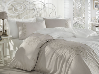 Dantela Elegance Two-Person Embroideried Coton Sateen Duvet Cover Set