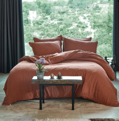 Dantela Shine tweepersoons mousseline Dekbedovertrek Set terracotta