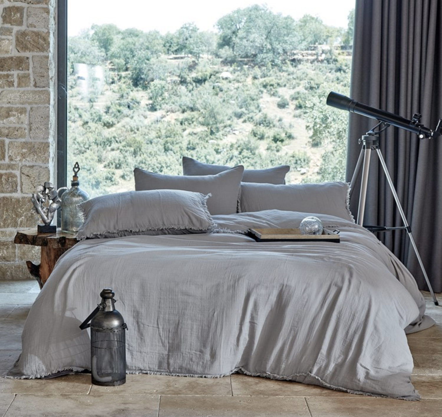 Dantela Shine tweepersoons mousseline Dekbedovertrek Set Grijs