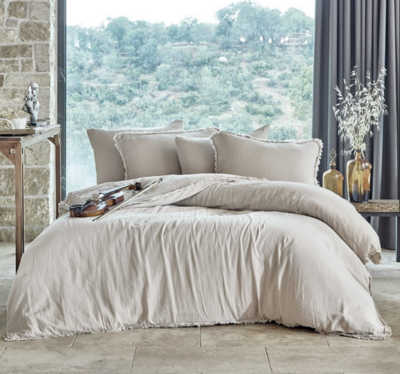 Dantela Shine tweepersoons mousseline Dekbedovertrek Set Beige