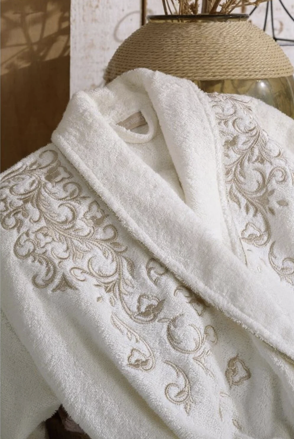 Dantela Almira Bamboo Family Bathrobe Set Cream-Brown