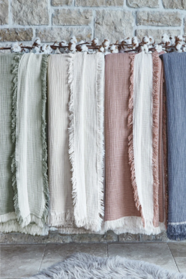 Dantela Fiona Two-Person Cotton Muslin Bedspread Brick