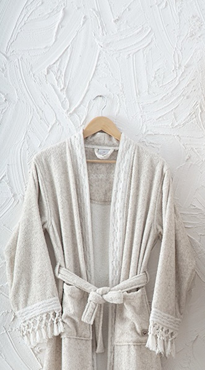 Ecocotton Ramina Women&#39;s Bathrobe 100% Organic Cotton Beige