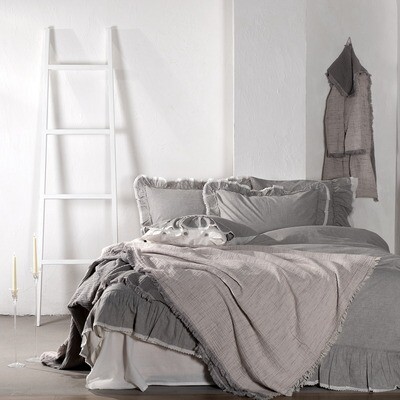 Ecocotton Muna 2 Person Bedspread 100% Organic Cotton Inject Gray-Purple 230x250 Cm