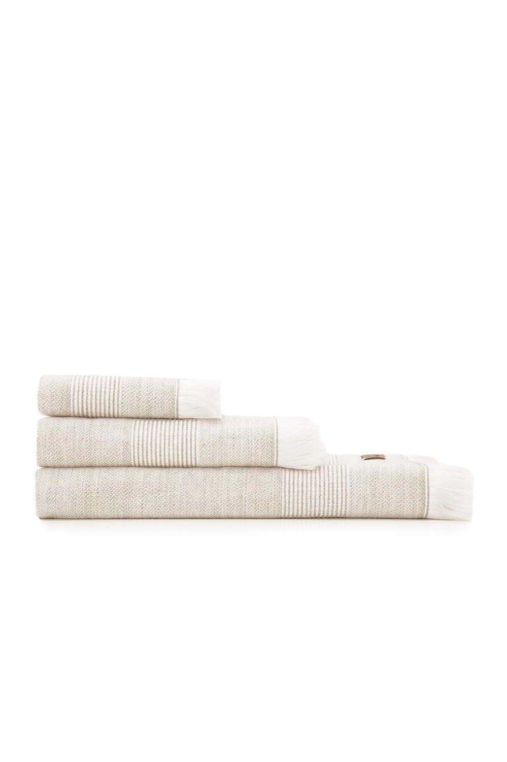 Ecocotton Hasna 3-Piece Towel Set 100% Organic Cotton Linen Melange Beige