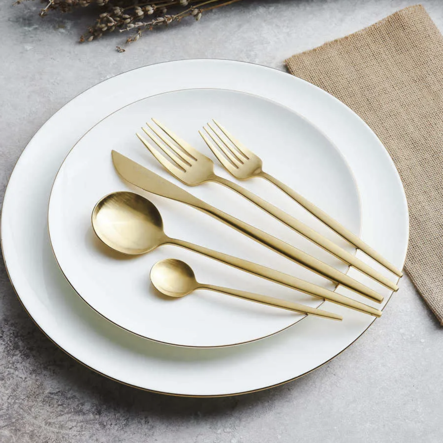 Karaca Orion Matte Gold Cutlery Set 60 Piece for 12 Person