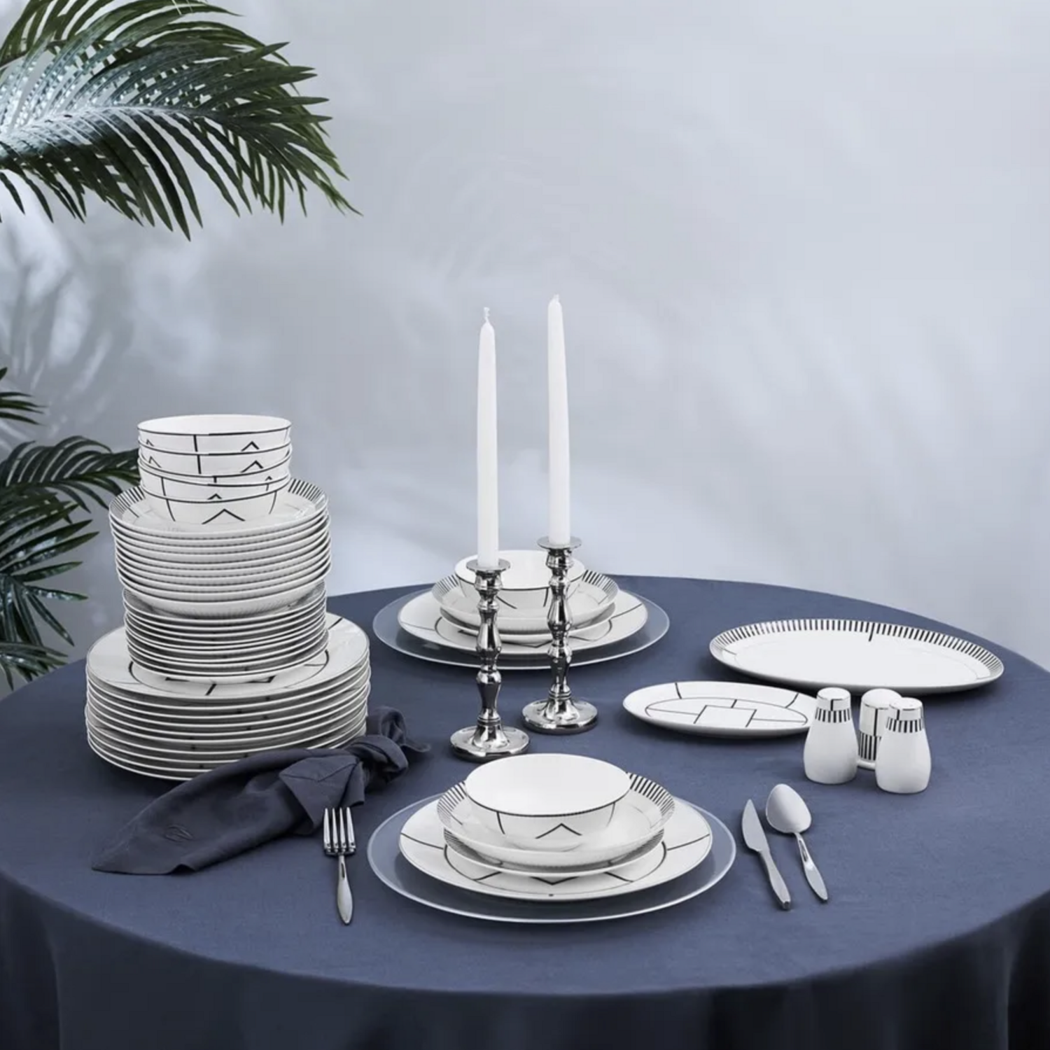 Karaca Noir 56 Pieces Dinnerware Set For 12 Persons