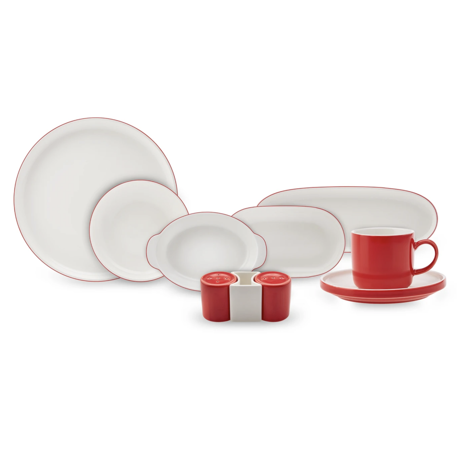 Karaca Nordic porcelain 27 Piece 6 Person Breakfast/Service Set Red