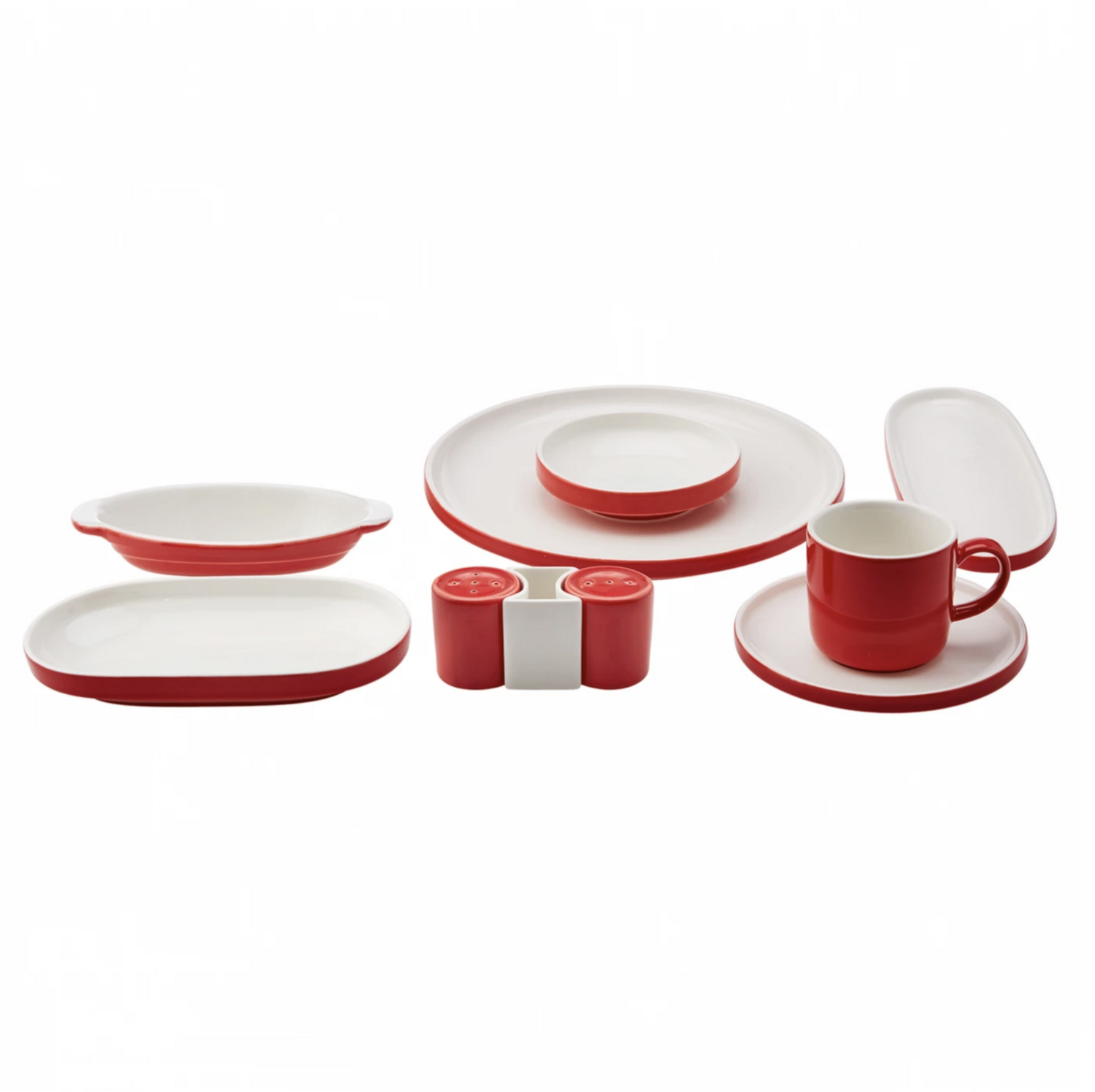 Karaca Nordic porcelain 27 Piece 6 Person Breakfast/Service Set Red