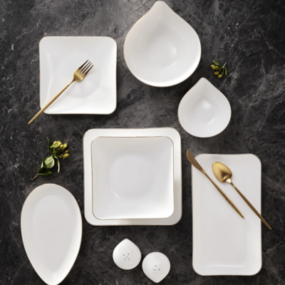Karaca Streamline Elinor 30 Piece 6 Person Gold Dinner Set