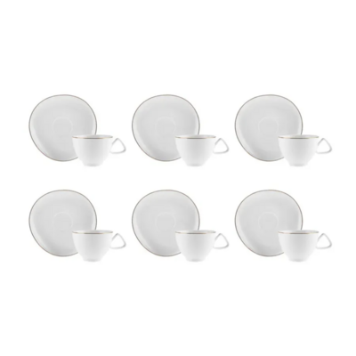 Karaca Streamline Middle Tea Cup Set for 6 Person 200ml