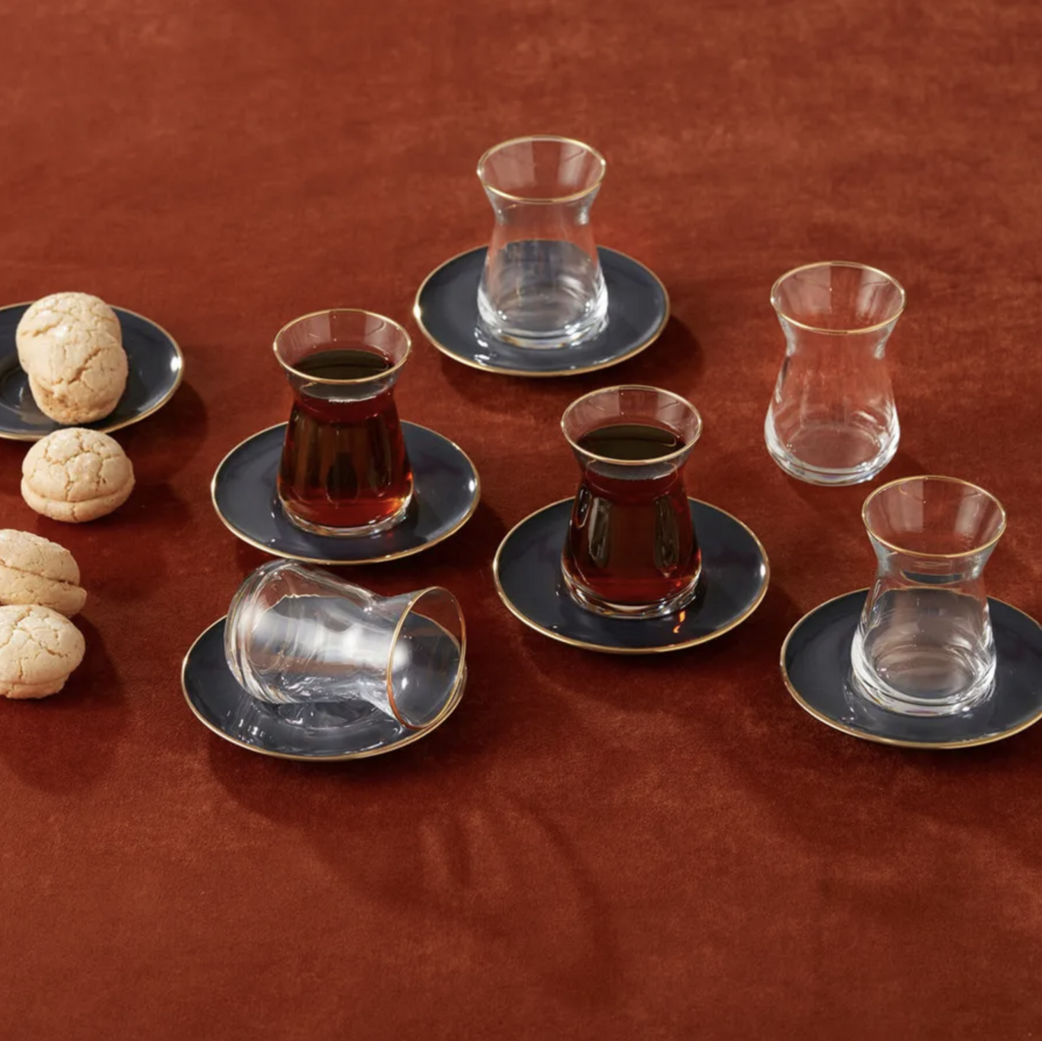 Karaca Retro Anthracite Tea Set for 6 Persons