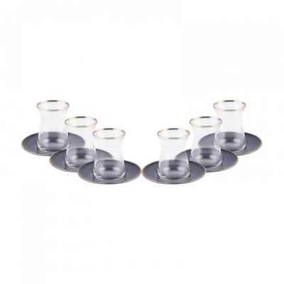 Karaca Retro Anthracite Tea Set for 6 Persons
