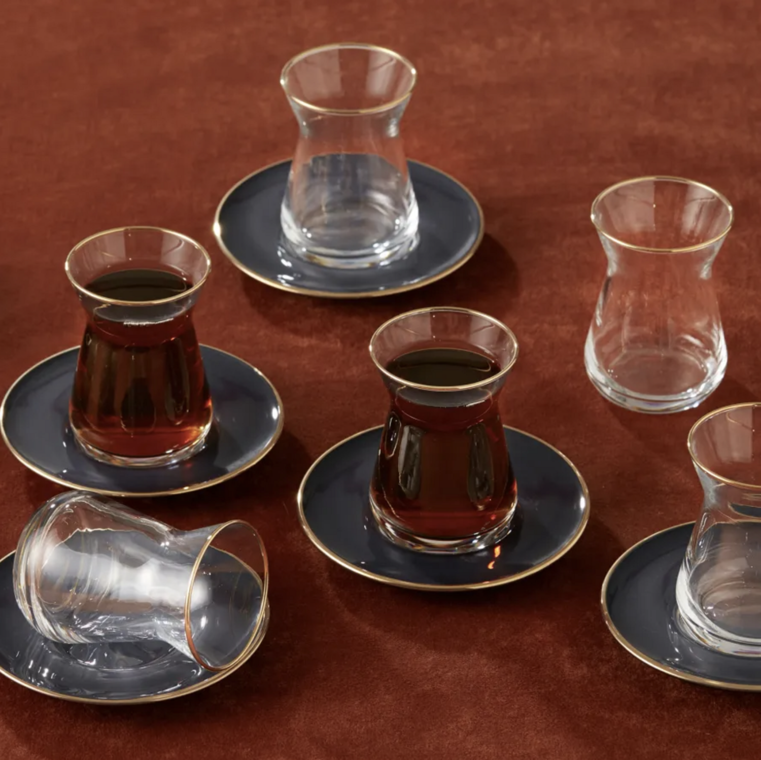 Karaca Retro Anthracite Tea Set for 6 Persons