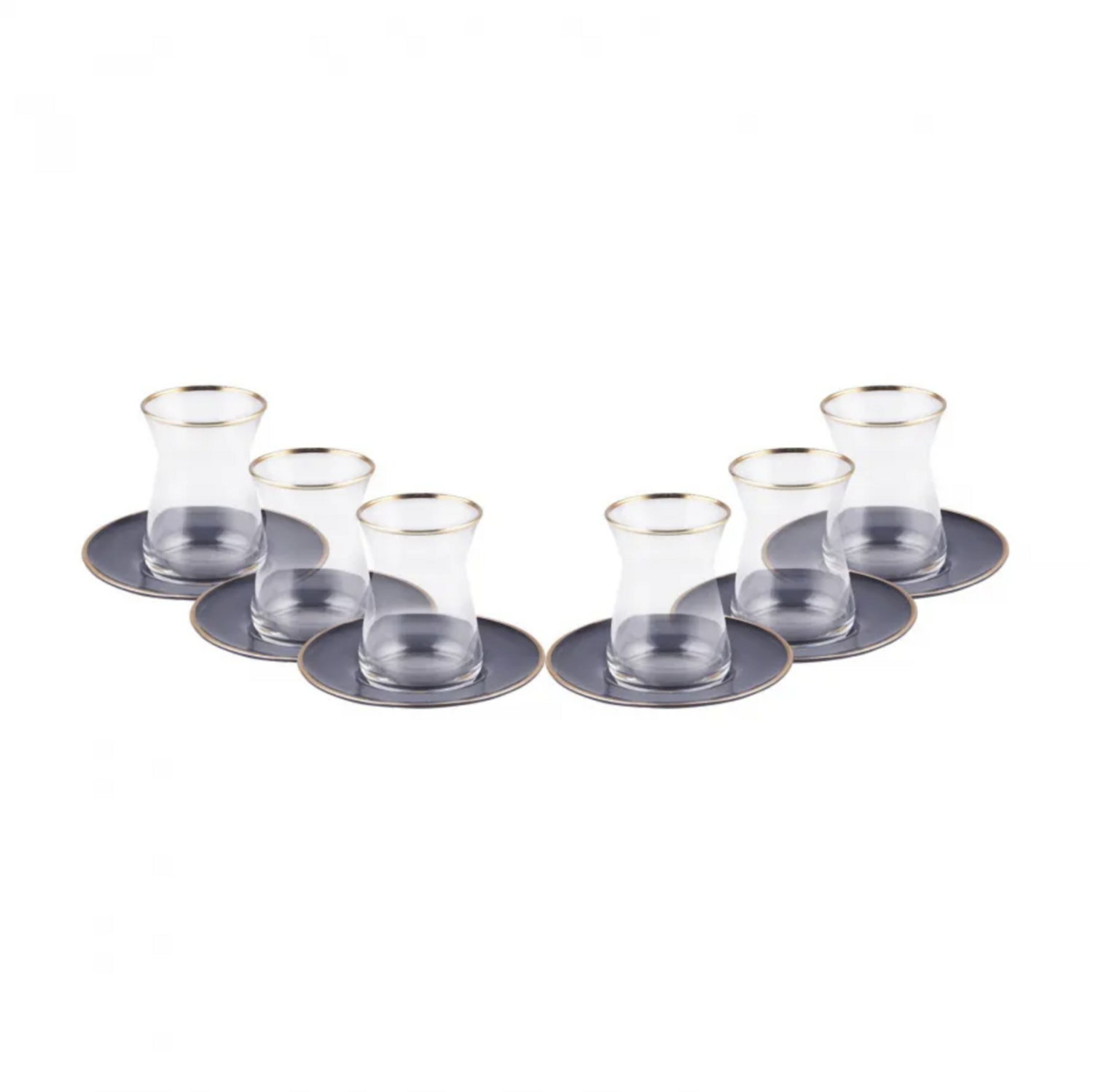 Karaca Retro Anthracite Tea Set for 6 Persons