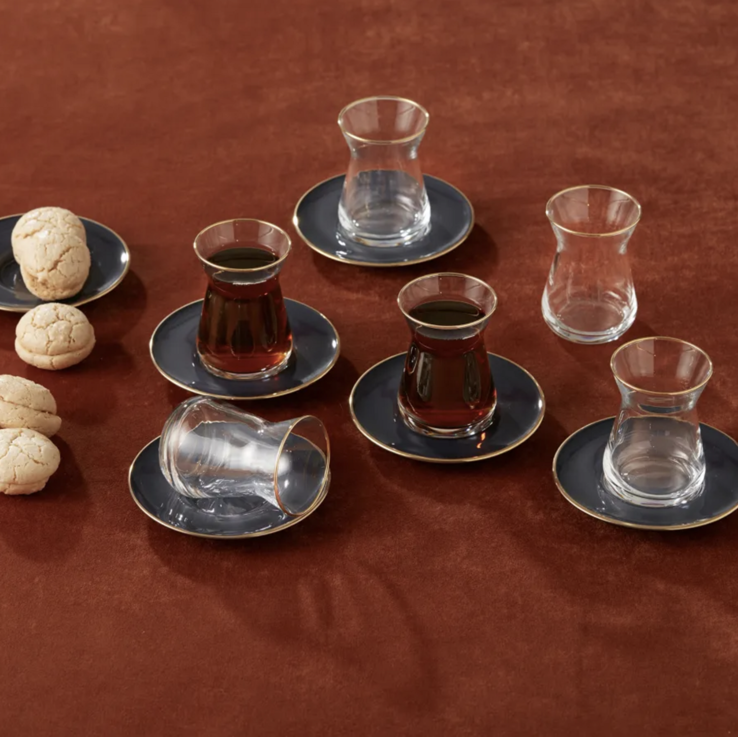 Karaca Retro Anthracite Tea Set for 6 Persons
