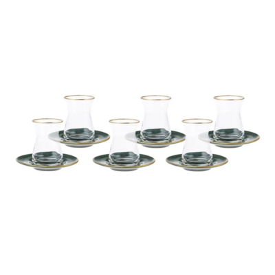 Karaca Retro 12 Pieces Tea Cup Set For 6 Person