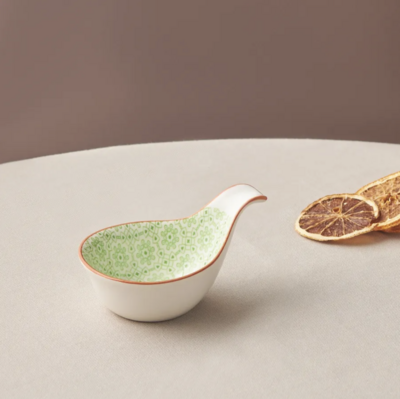Karaca Floral Green Drop Snack Bowl/Sauce Cup 10 cm