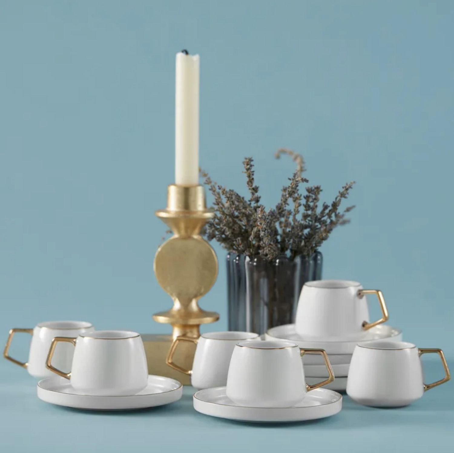 Karaca Saturn Coffee Cup Set for 6 Person 90 ml Gold