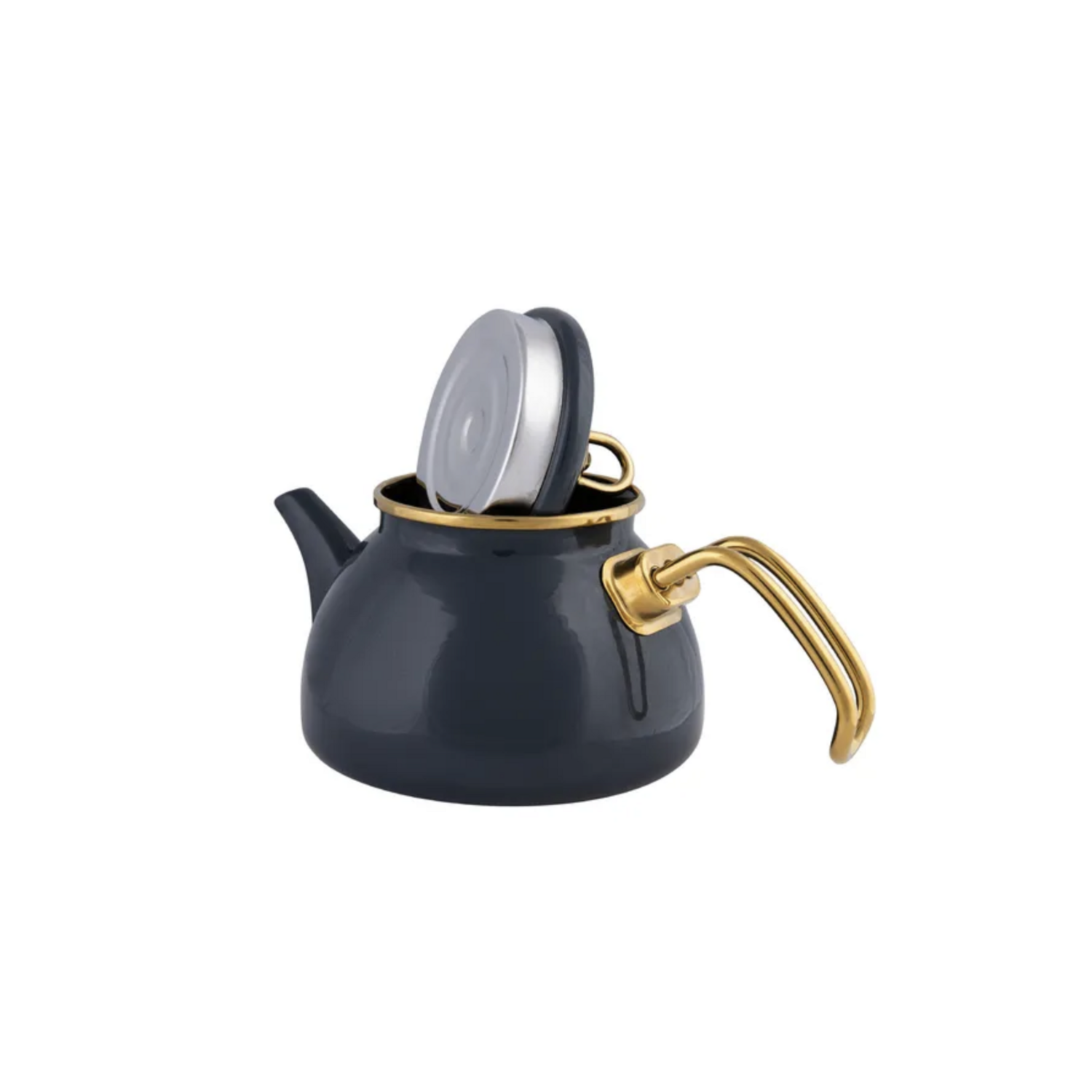 Karaca Retro Enamel Teapot, Dark Grey