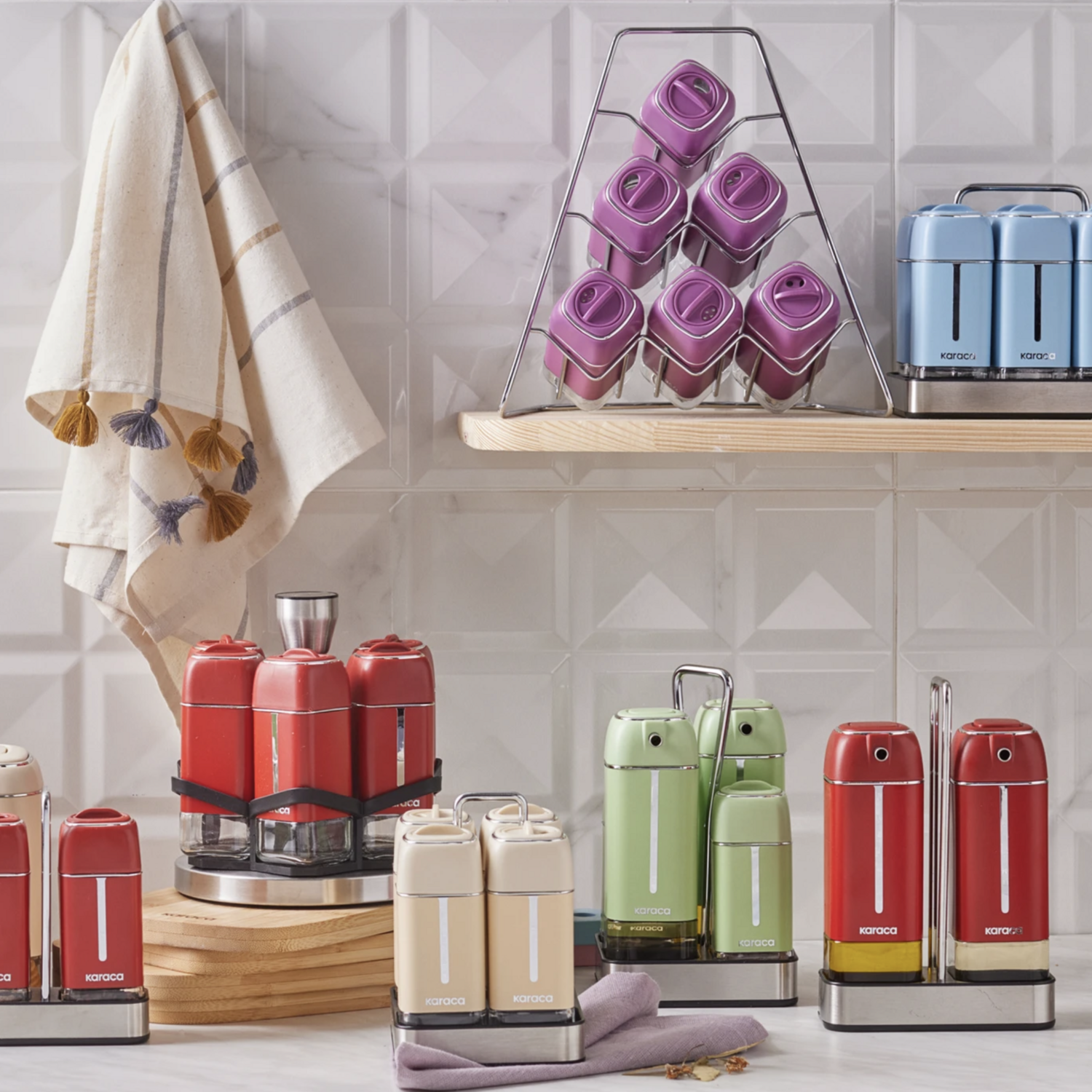 Karaca Horizon 7 Piece Square Glass Spice Set