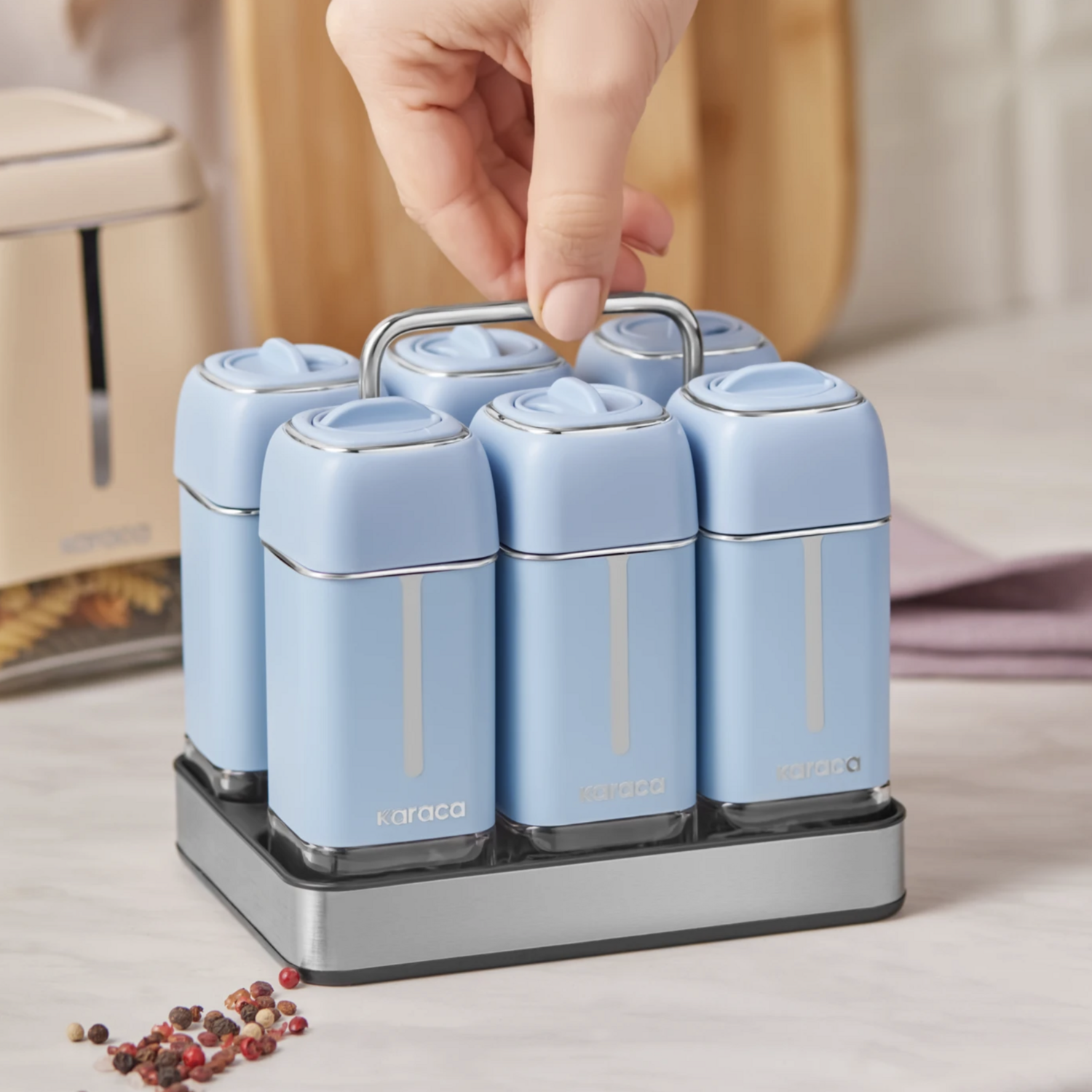 Karaca Horizon 7 Piece Square Glass Spice Set