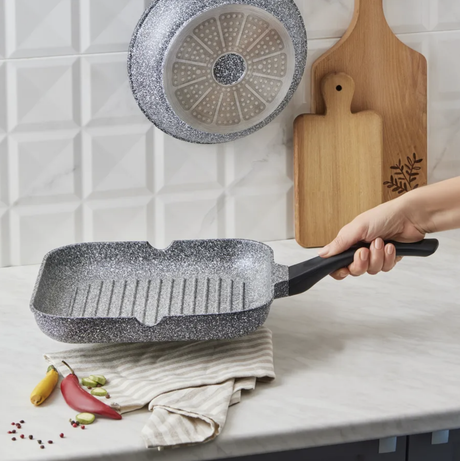 Karaca Serra Grijs Biograniet Grillpan 28cm
