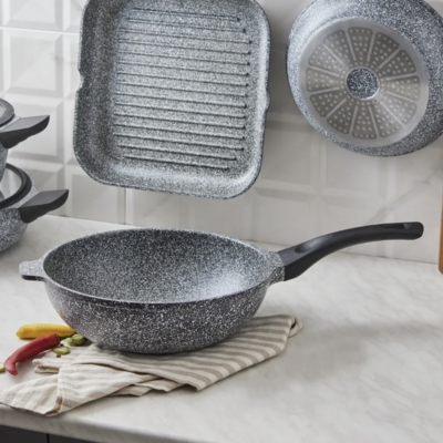 Karaca Serra Grey Biogranite Wok Pan 28cm