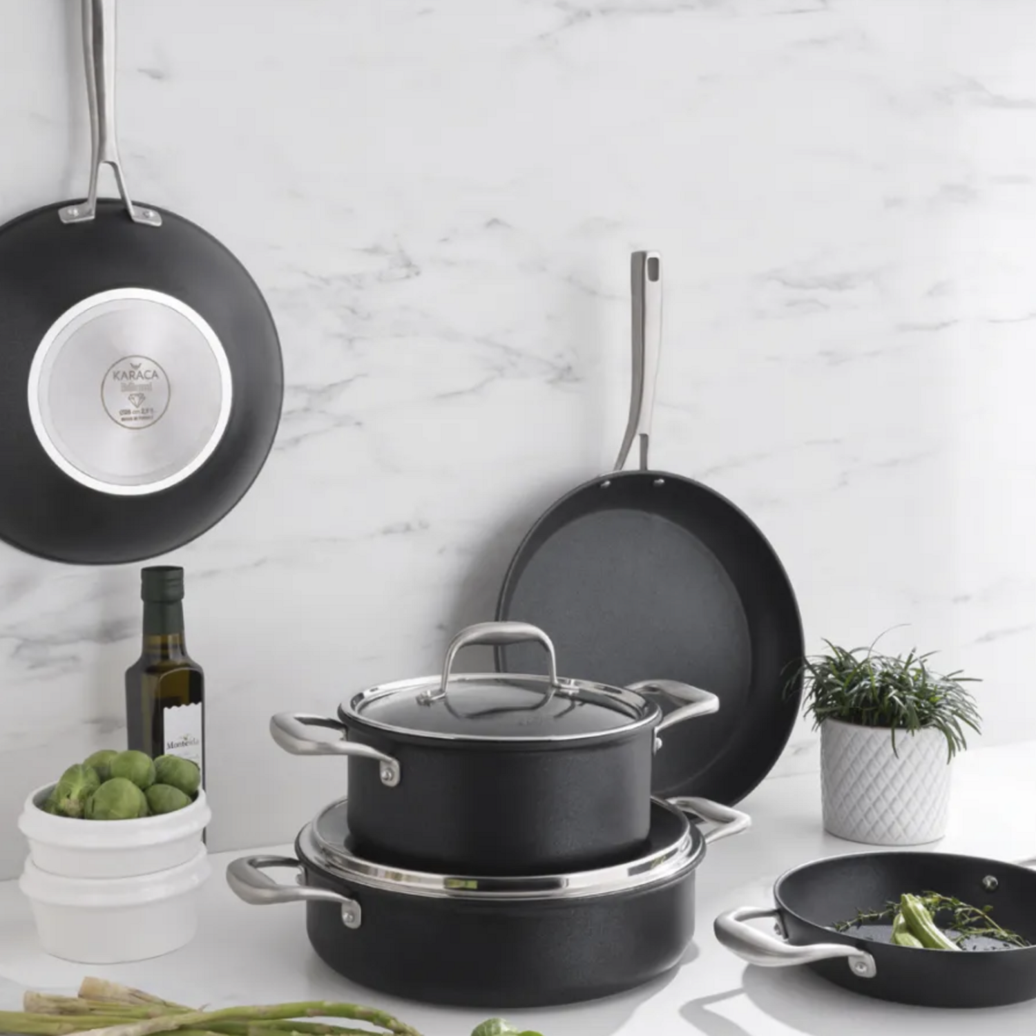 Karaca Bio Diamond Pro 7 Piece Cookware Set with Induction Base