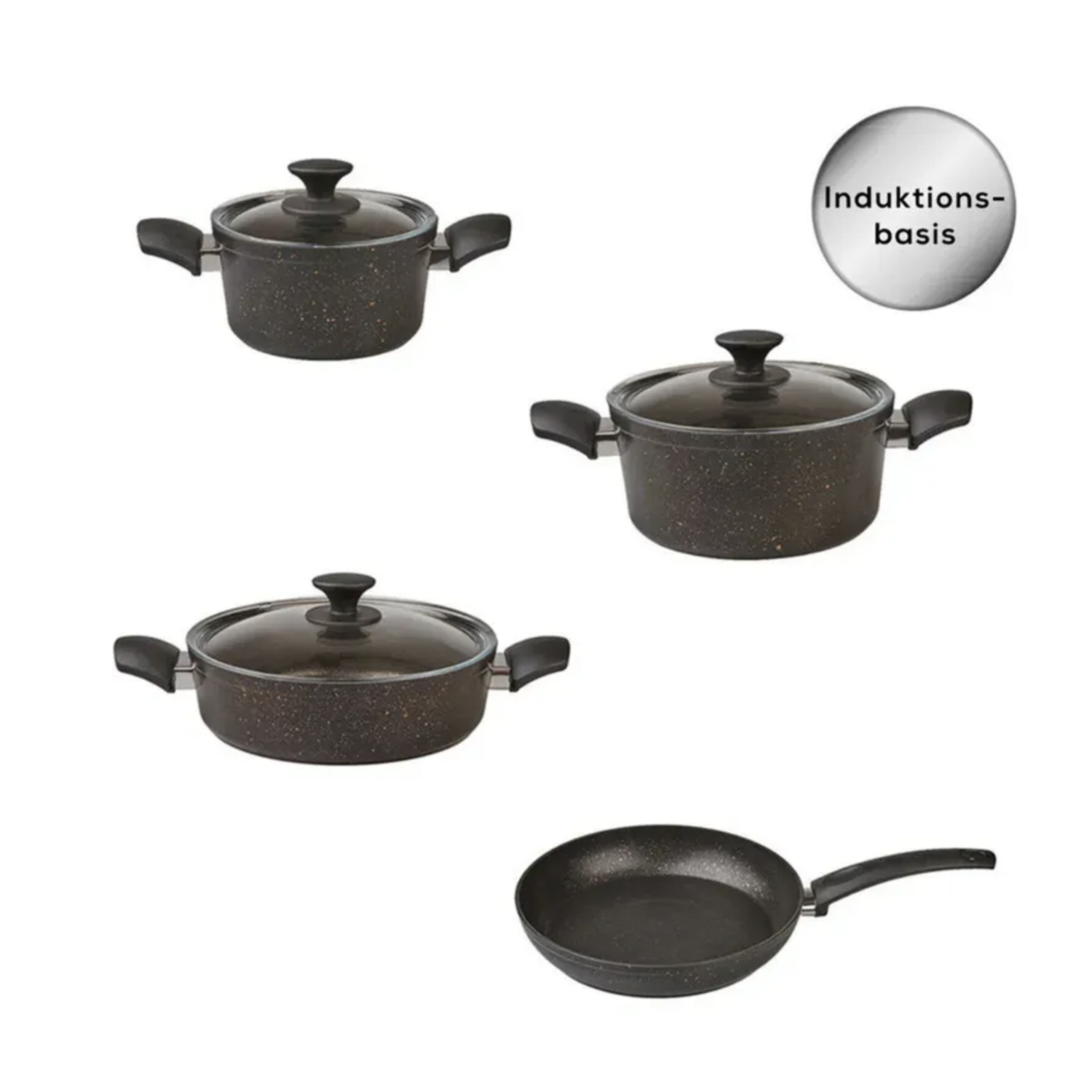 Karaca Biogranit Black Gold Induction Base 7 Piece Cookware Set