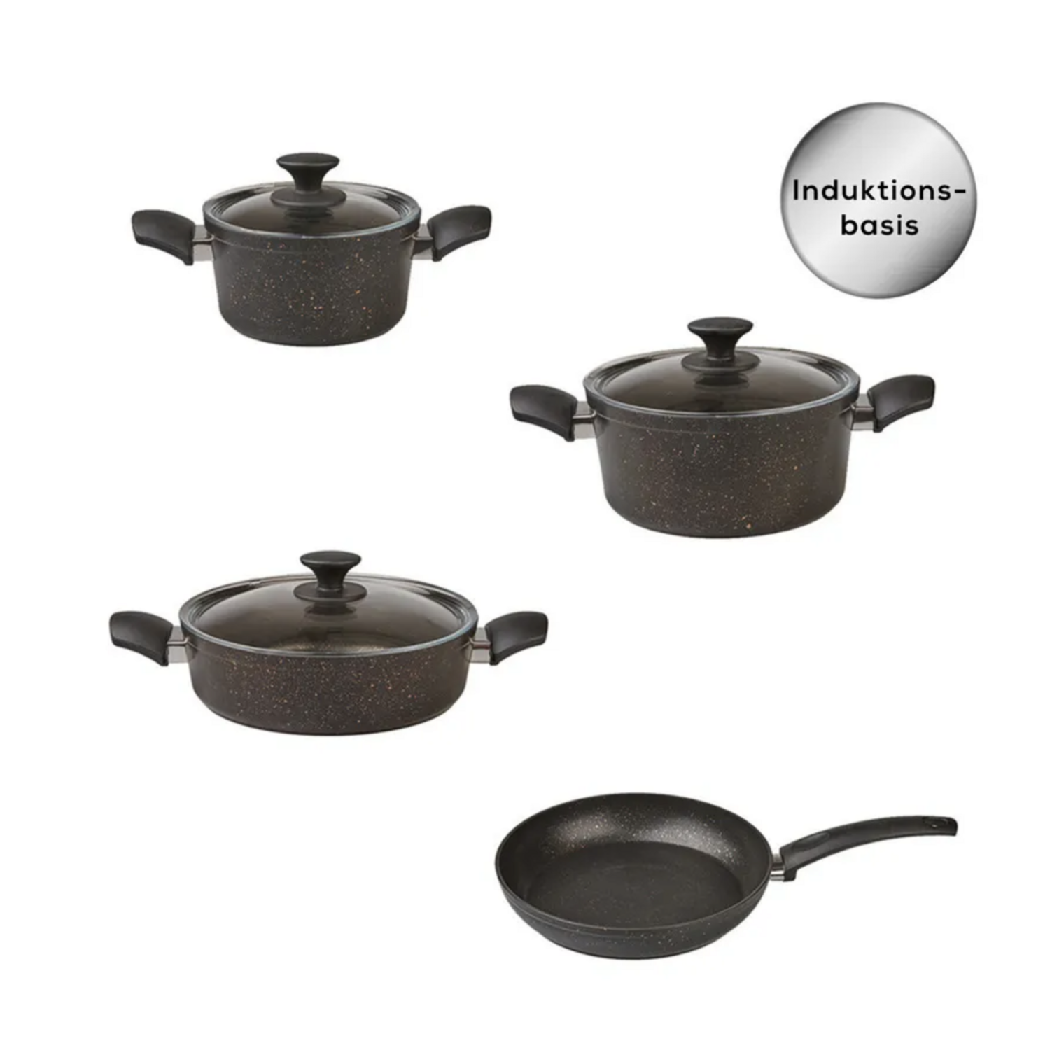 Karaca Biogranit Black Gold Induction Base 7 Piece Cookware Set