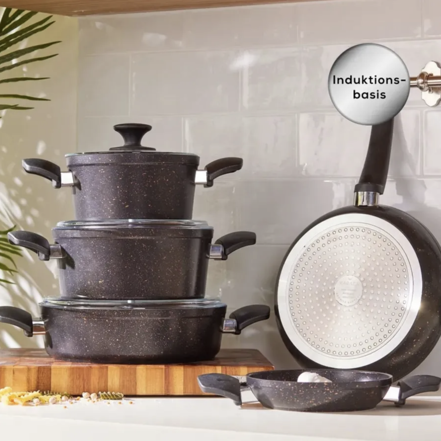 Karaca Biogranit Black Gold Induction Base 7 Piece Cookware Set
