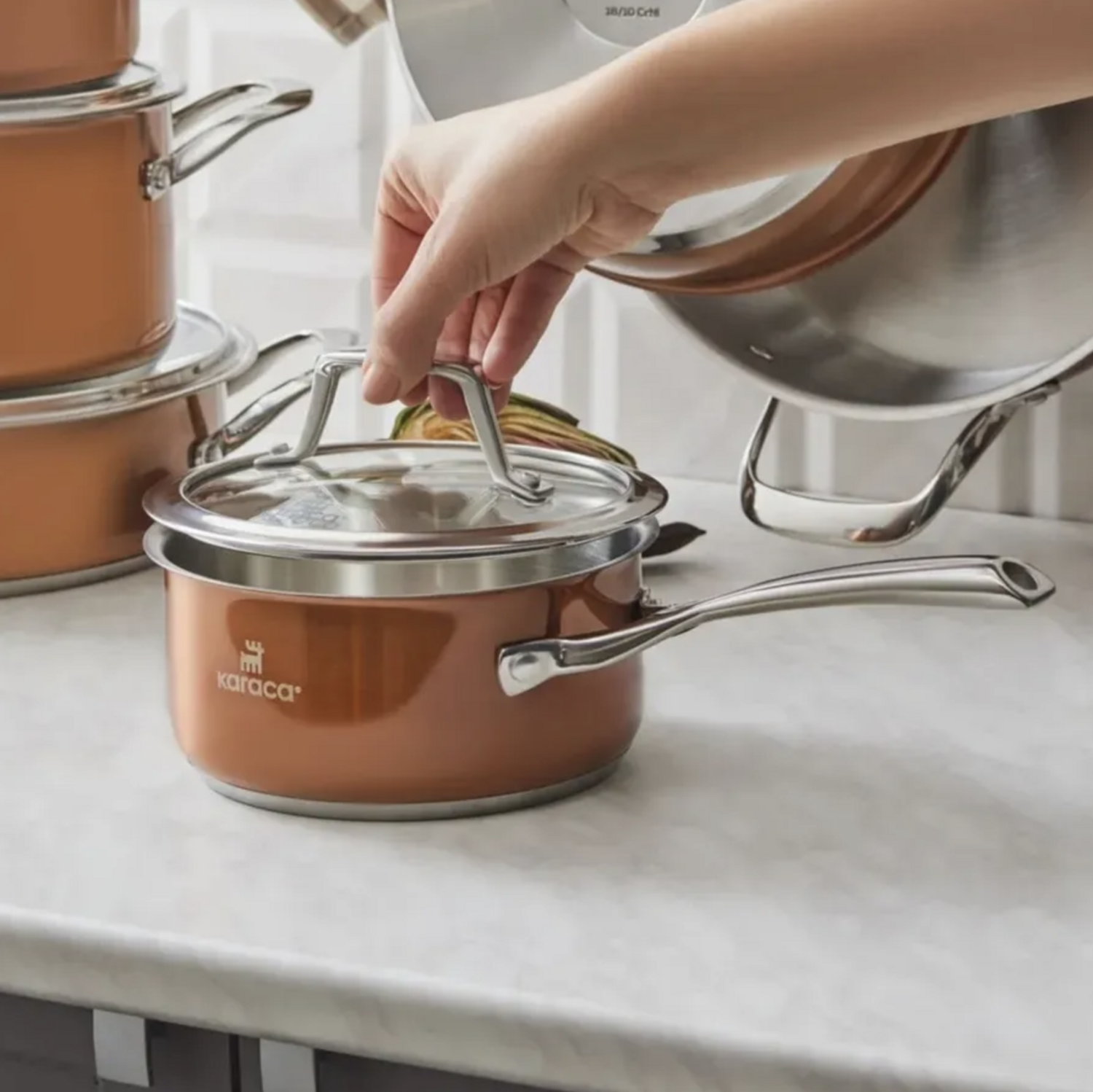 Karaca Rosegold Stainless Steel Cookware Set 10 Piece