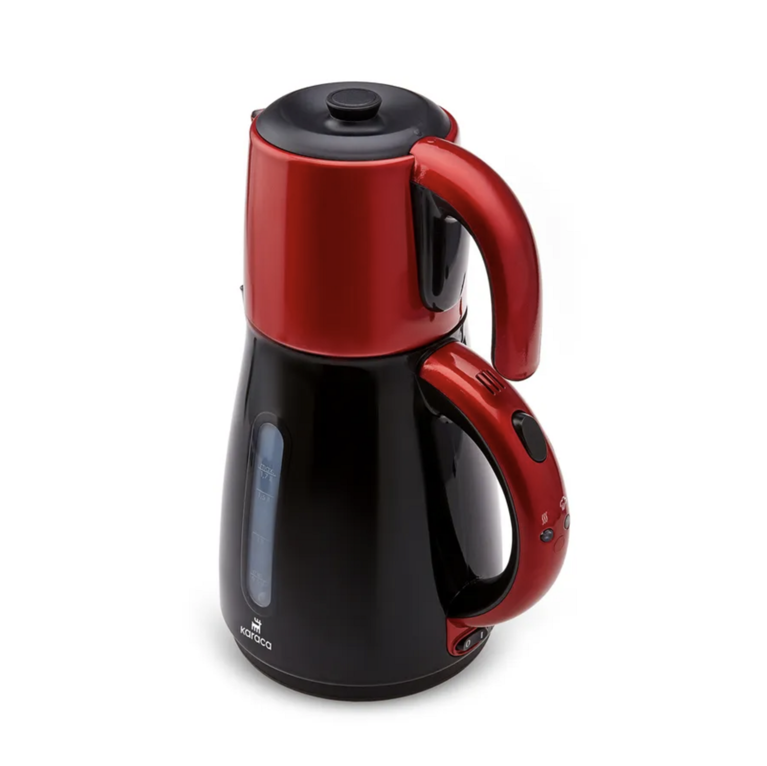 Karaca Daystar 2 in 1 Tea Maker with Steel Teapot Redblack