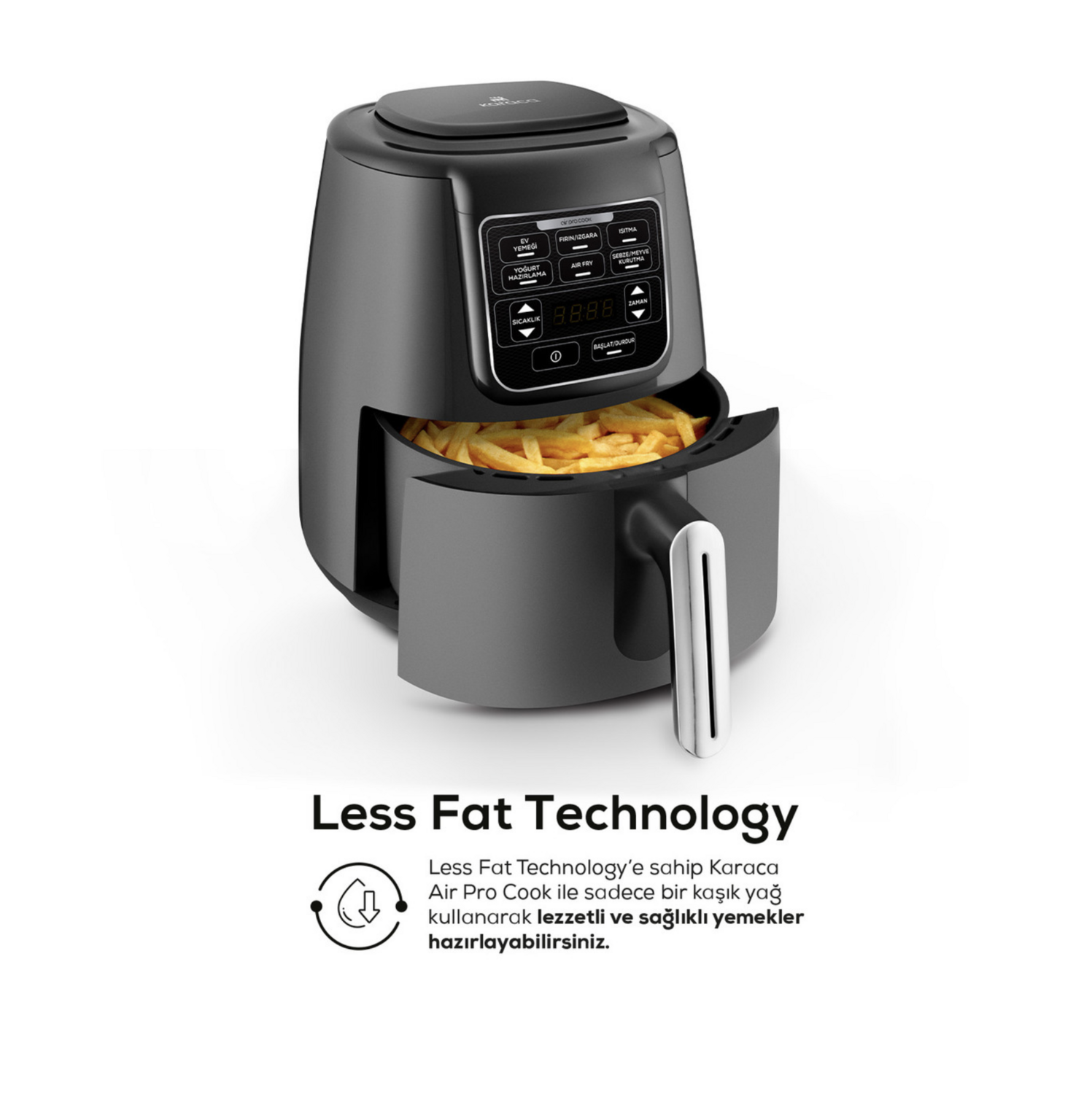 Karaca Air Cook XL 2 in 1 Talking Air Fryer Space Gray