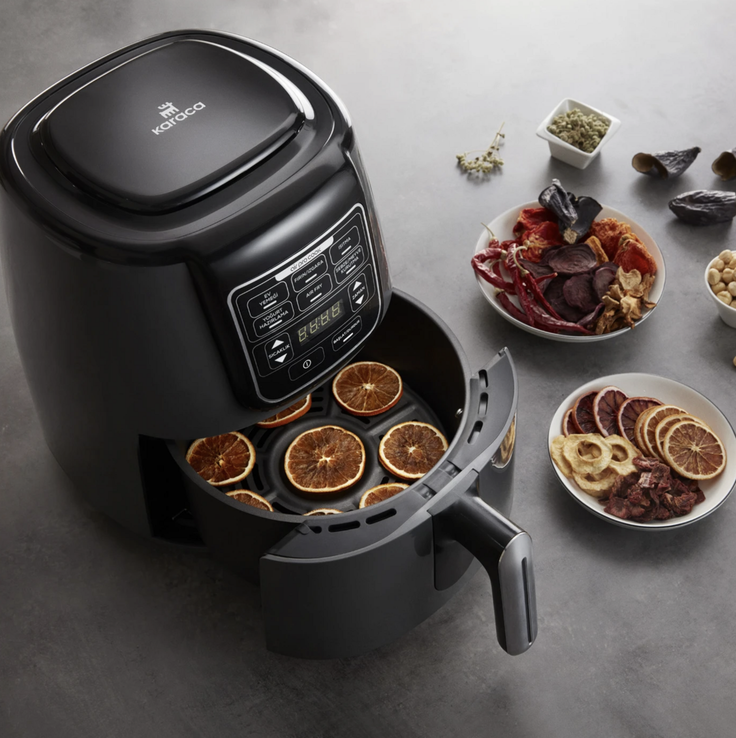 Karaca Air Cook XL 2 in 1 Talking Air Fryer Space Gray