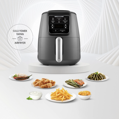 Karaca Air Cook XL 2 in 1 Talking Air Fryer Space Gray
